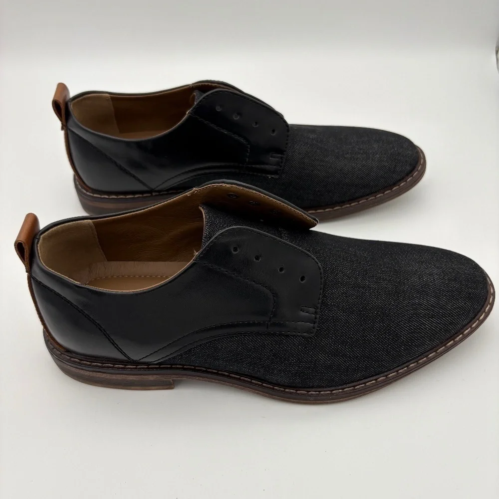 Dexter Comfort Memory Foam Cal Black Denim w/ Faux Leather Accent Casual Oxford